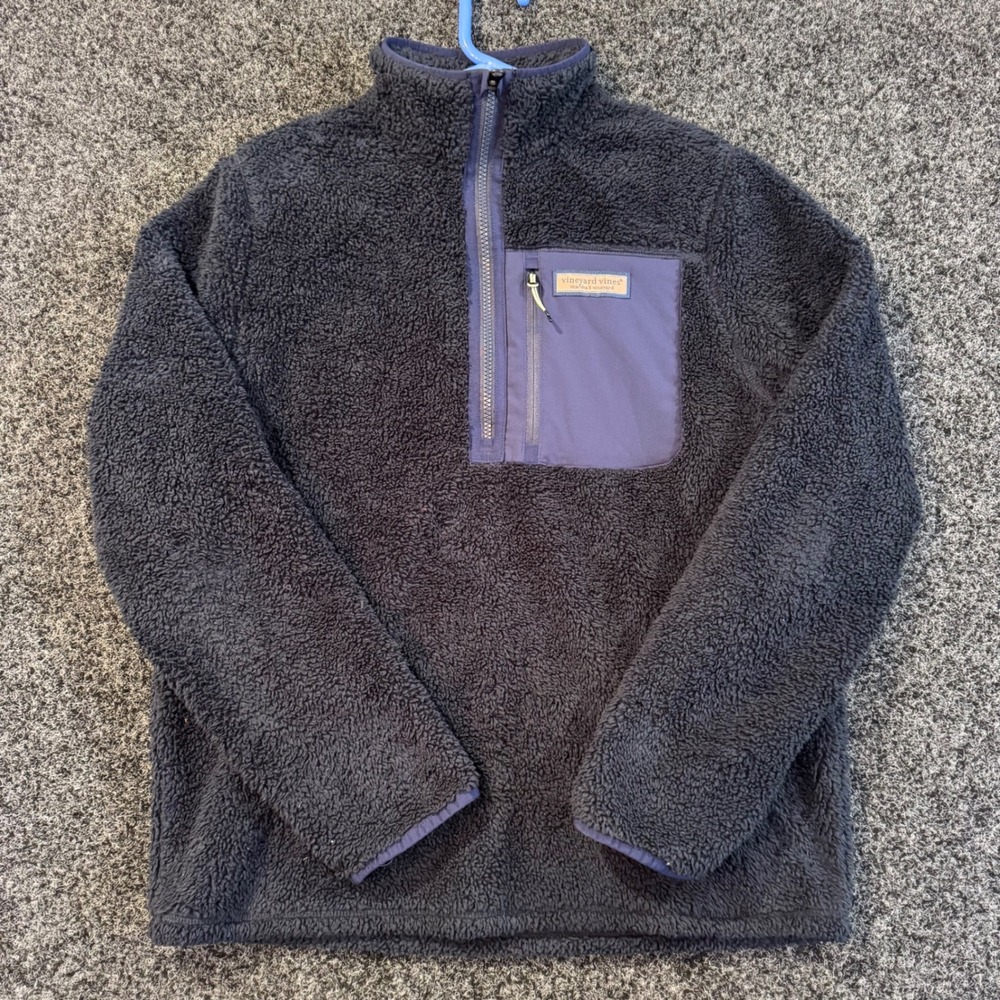 Vineyard‎ Vines Fleece Pullover Jacket Quarter Zip Kids Size S Navy Blue